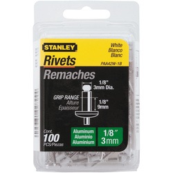 Stanley Tools - 100 pk 18 in x 18 in White Aluminum Rivets - PAA42W-1B