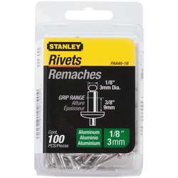 Stanley Tools - 100 pk 18 in x 38 in Aluminum Rivets - PAA46-1B