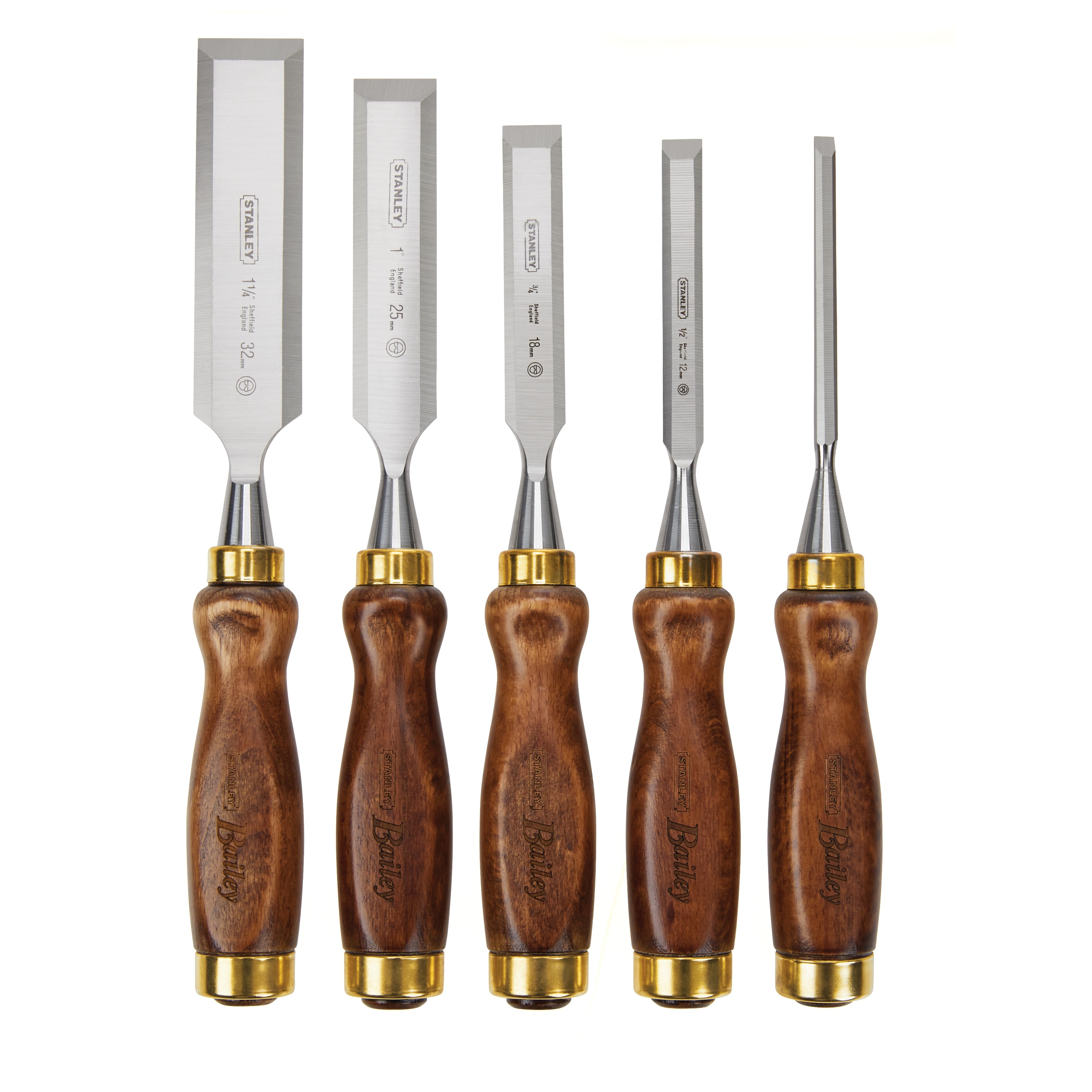 Stanley Tools - 5 pc Bailey Chisel Set with Leather Pouch - 16-401