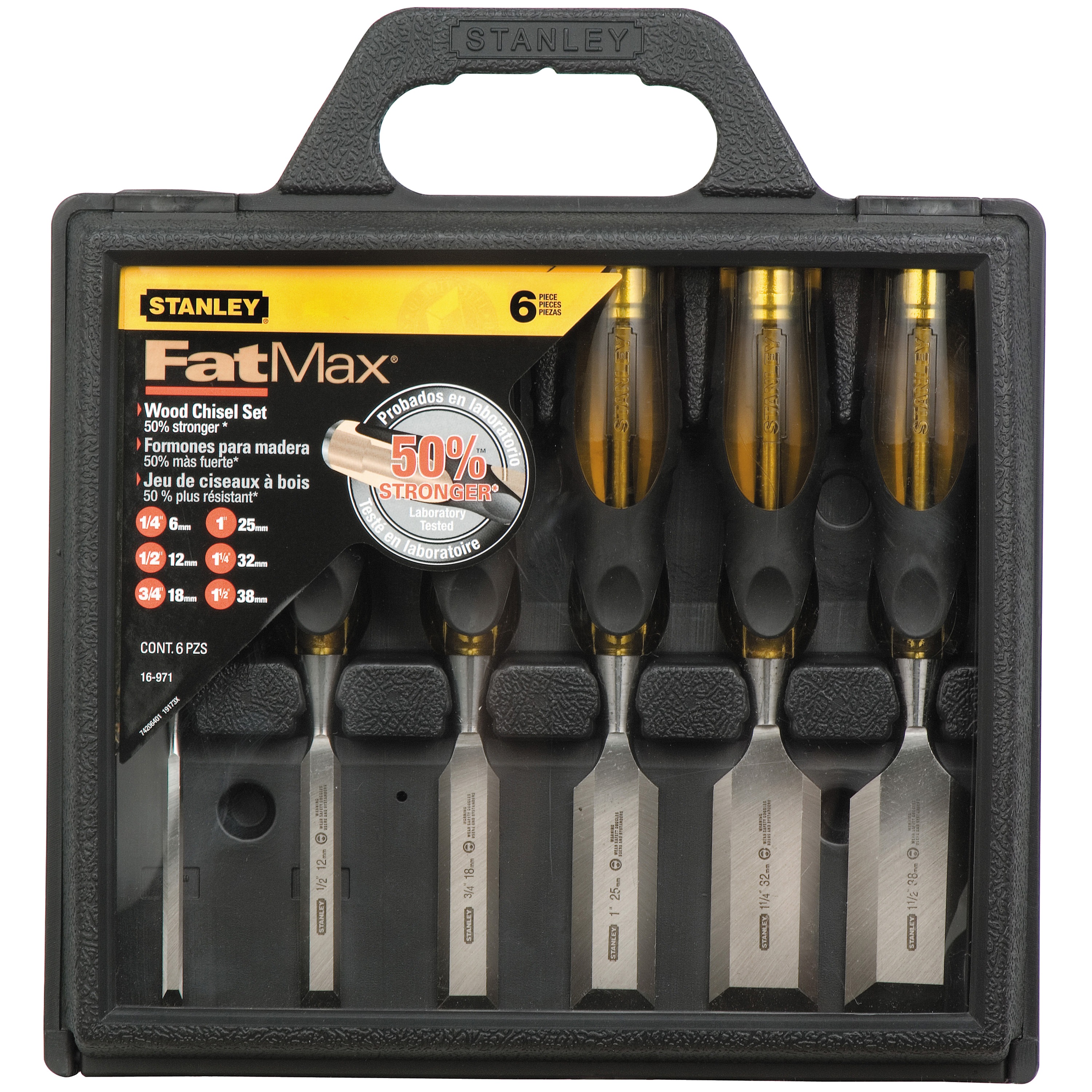 Stanley Tools - 6 pc FATMAX ThruTang Wood Chisel Set - 16-971