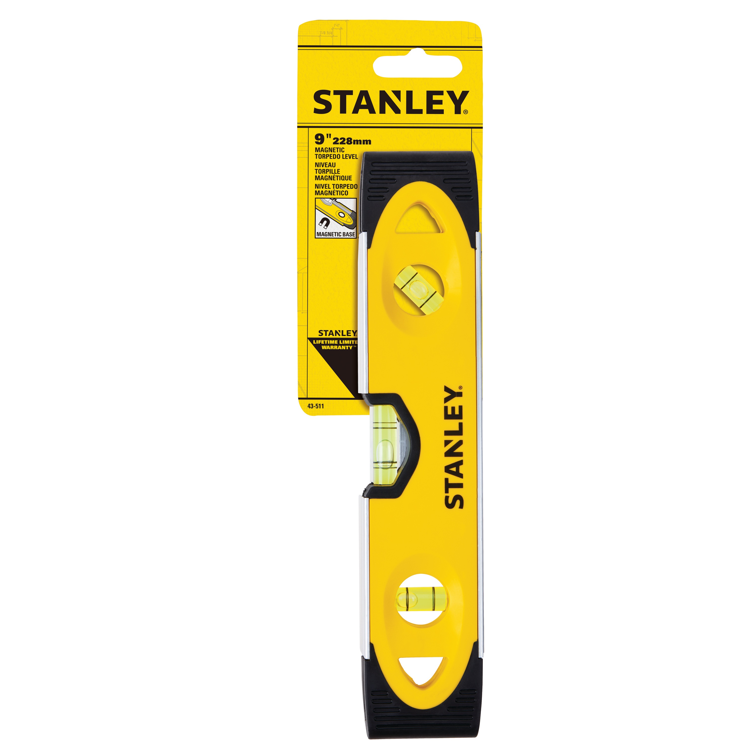 Stanley Tools - 9 in Magnetic Shock Resistant Torpedo Level - 43-511