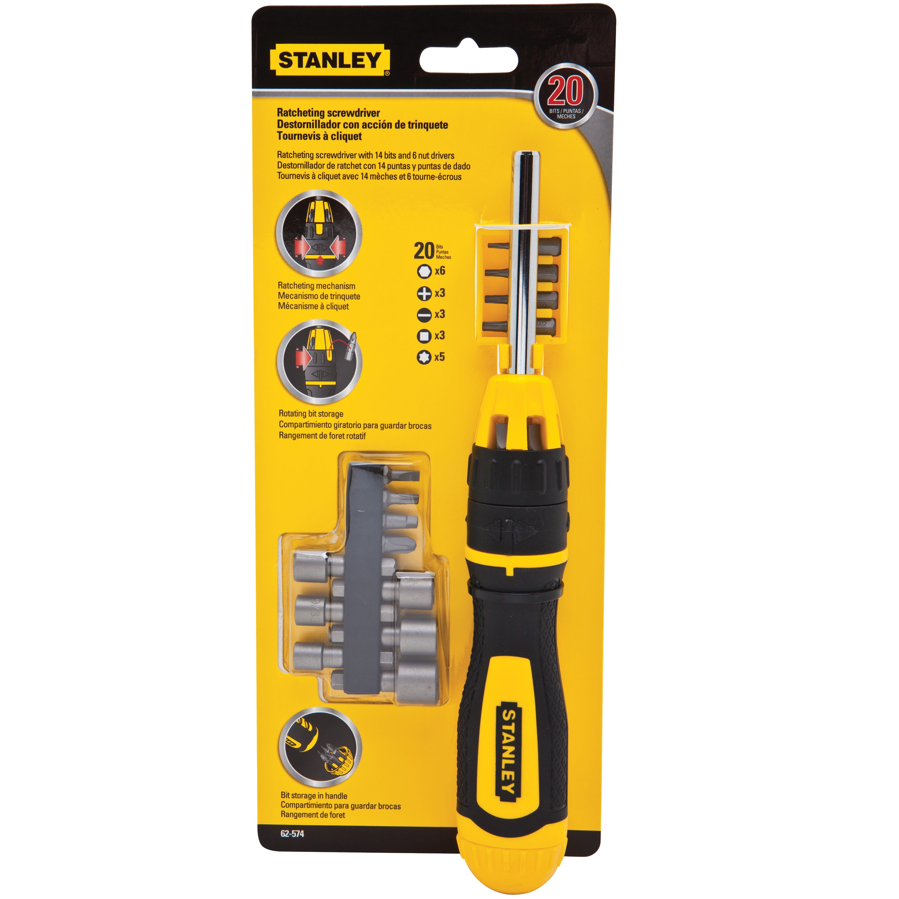Stanley Tools - 20 pc Multibit Ratcheting Screwdriver Set - 62-574