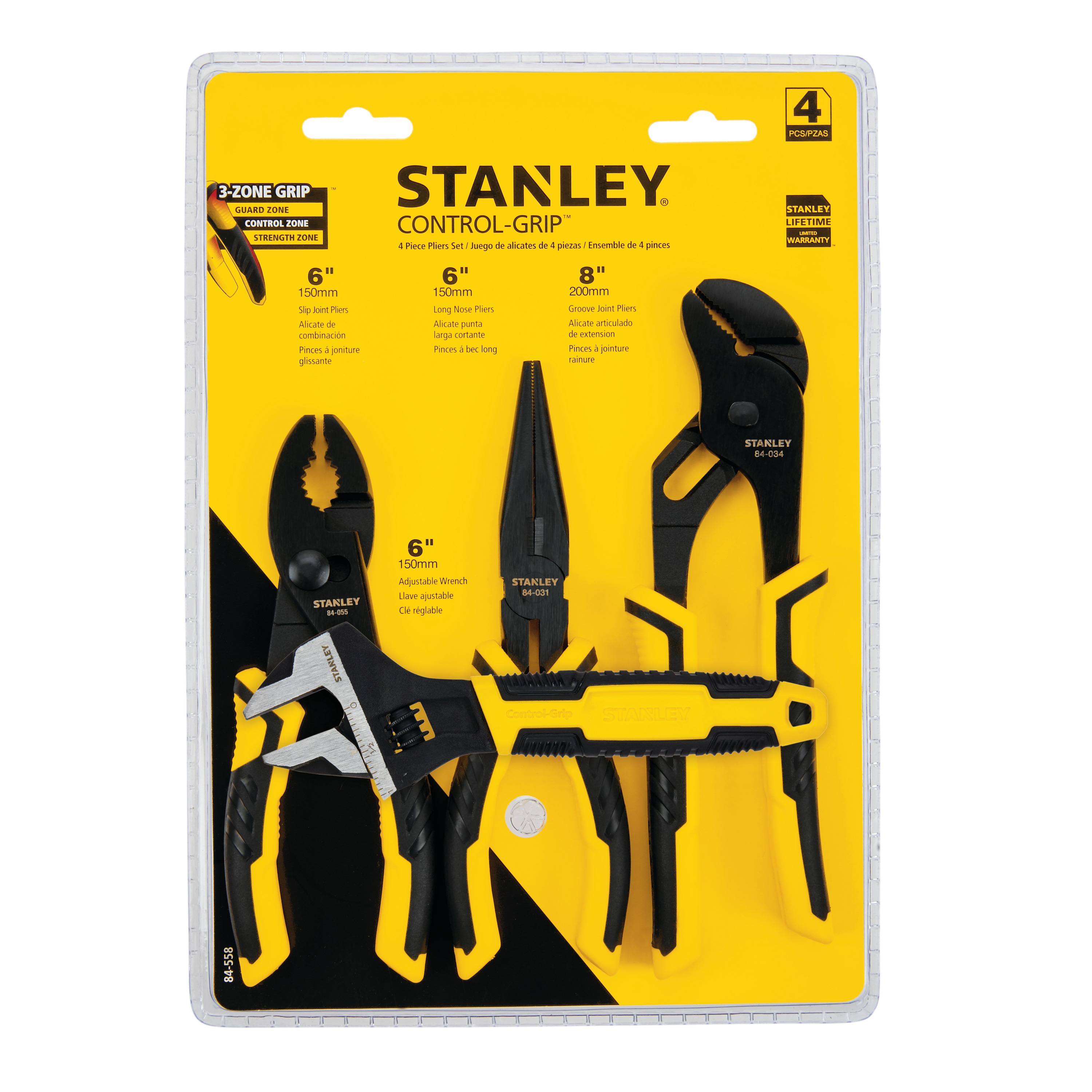 Stanley Tools - 4pc Pliers and Adjustable Wrench Set - 84-558