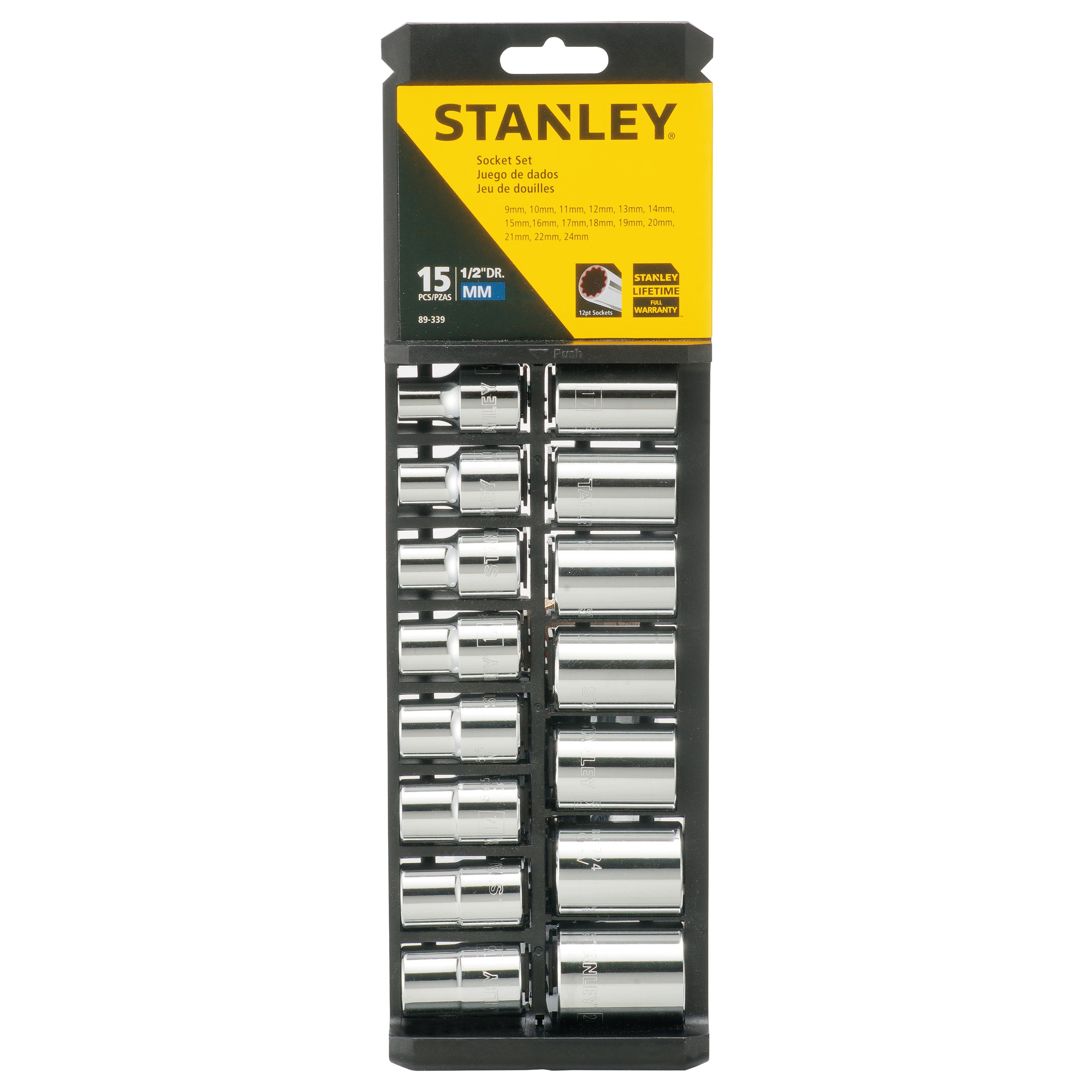 Stanley Tools - 15 pc 12 in Drive Standard Socket Set - 89-339
