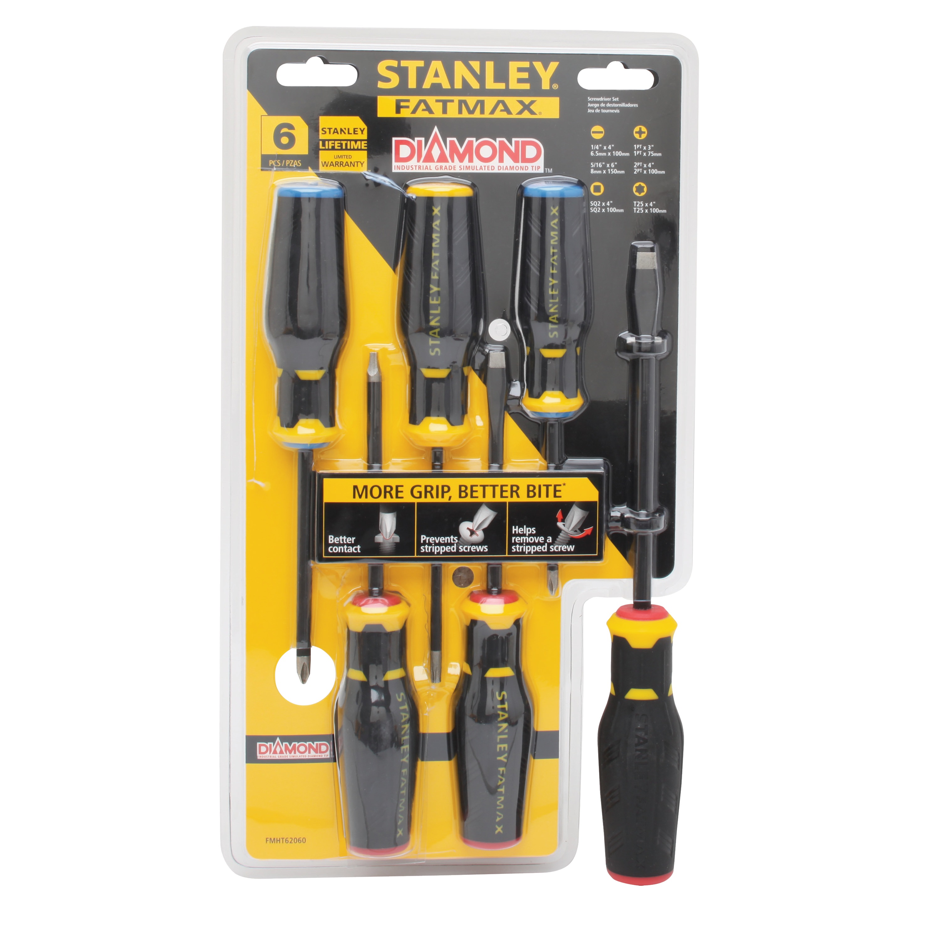 Stanley Tools - STANLEY FATMAX Simulated Diamond Tip 6 pc Screwdriver Set - FMHT62060