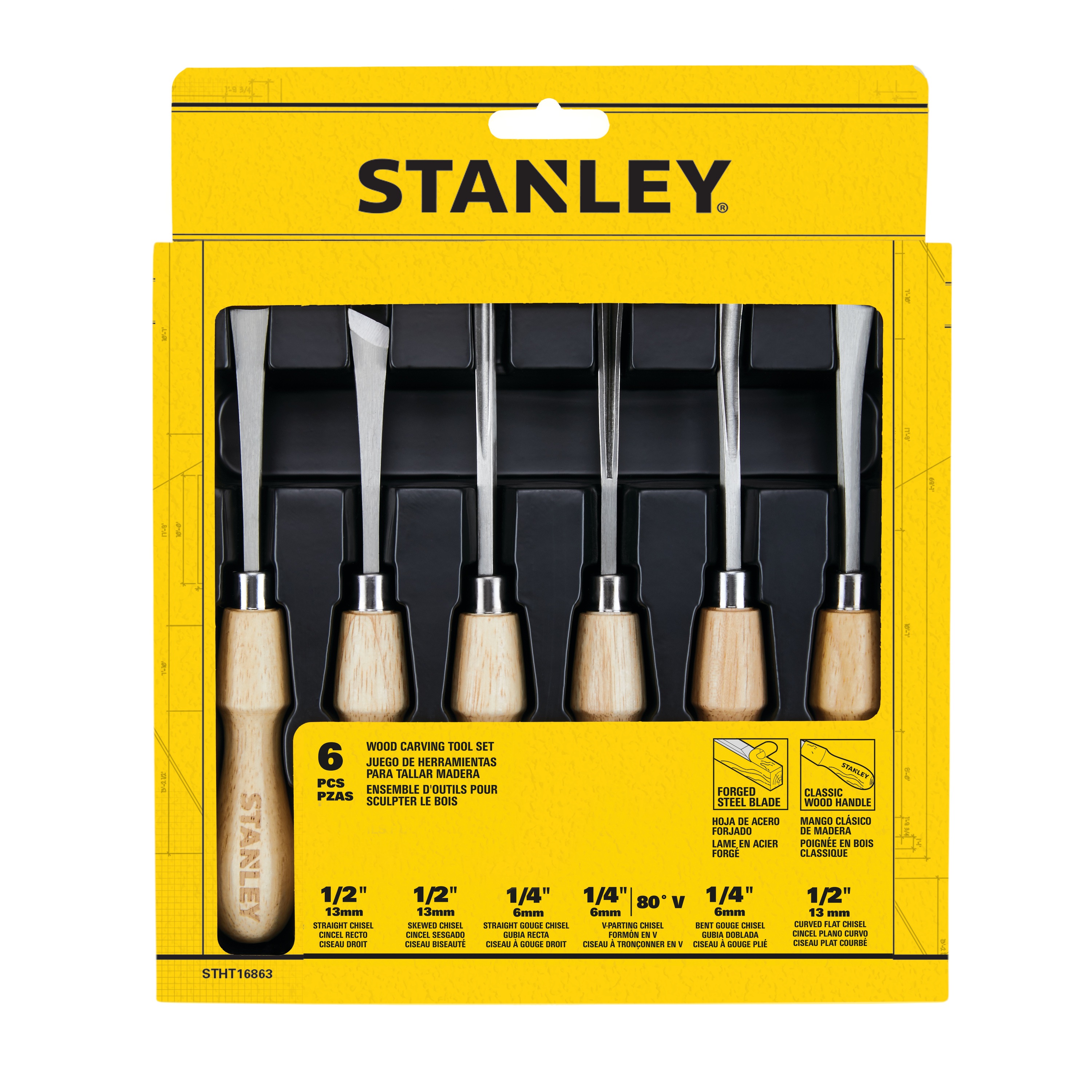 6 pc. Wood Carving Tool Set STHT16863 STANLEY Tools