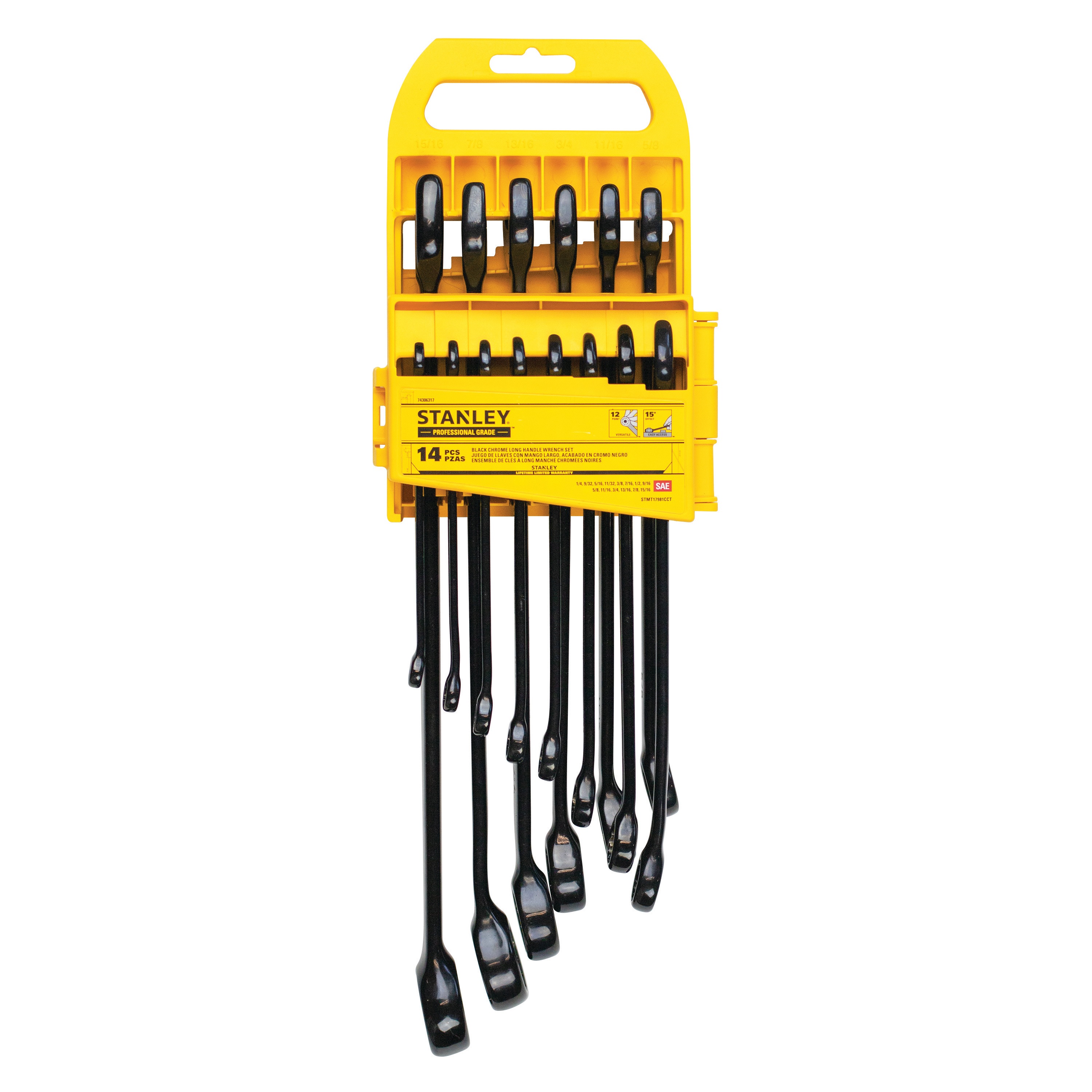 Stanley Tools - 14 PC PROFESSIONAL GRADE SAE BLACK CHROME WRENCH SET - STMT17981