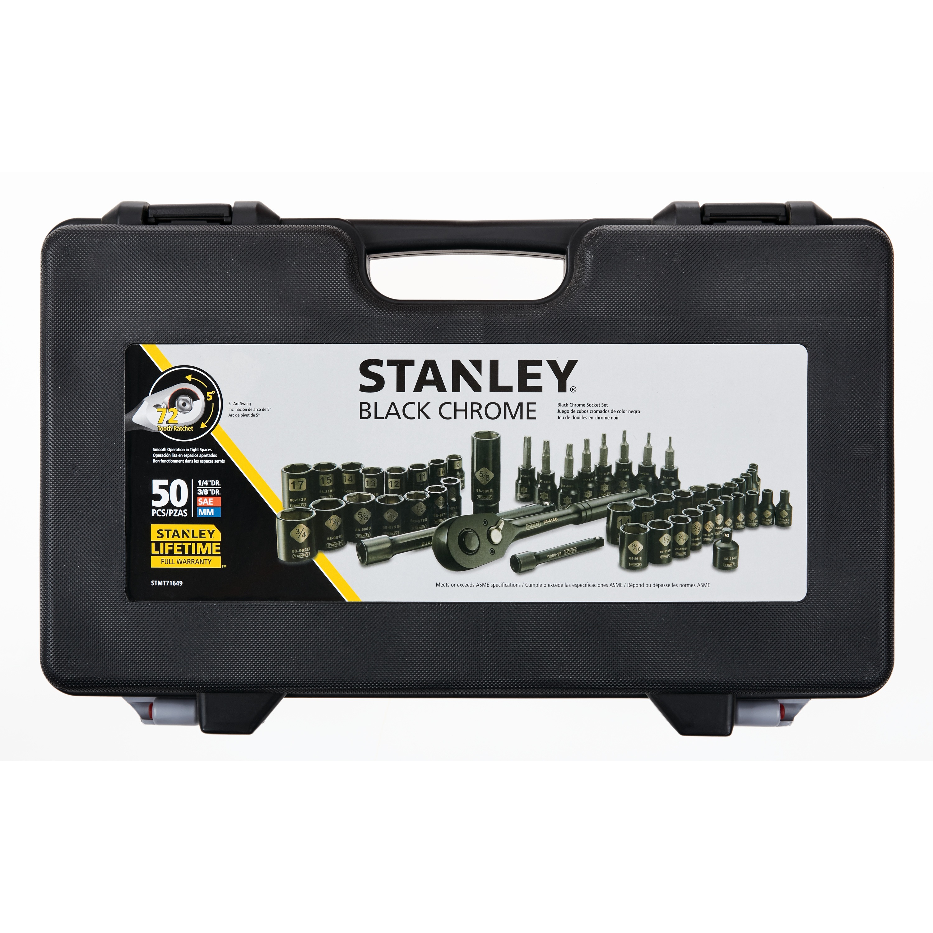 Stanley Tools - 50 pc Black Chrome Socket Set - STMT71649