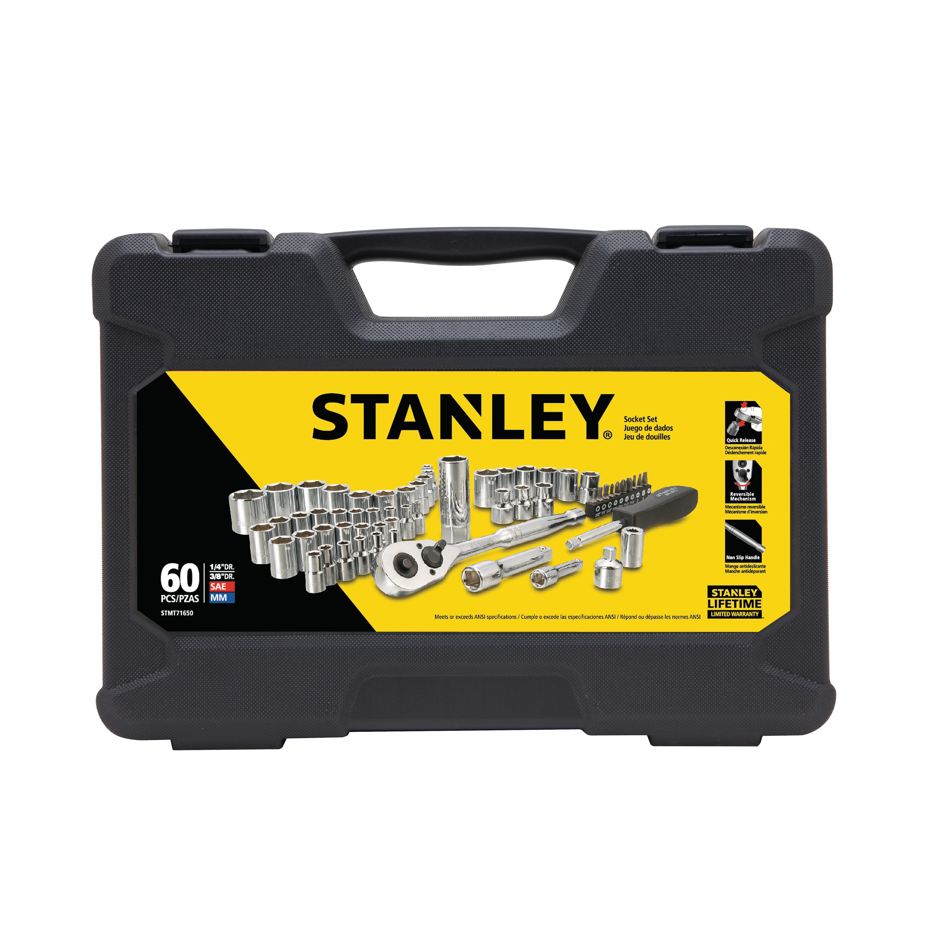Stanley Tools - 60 pc 14 in  38 in Drive Mechanics Tool Set - STMT71650