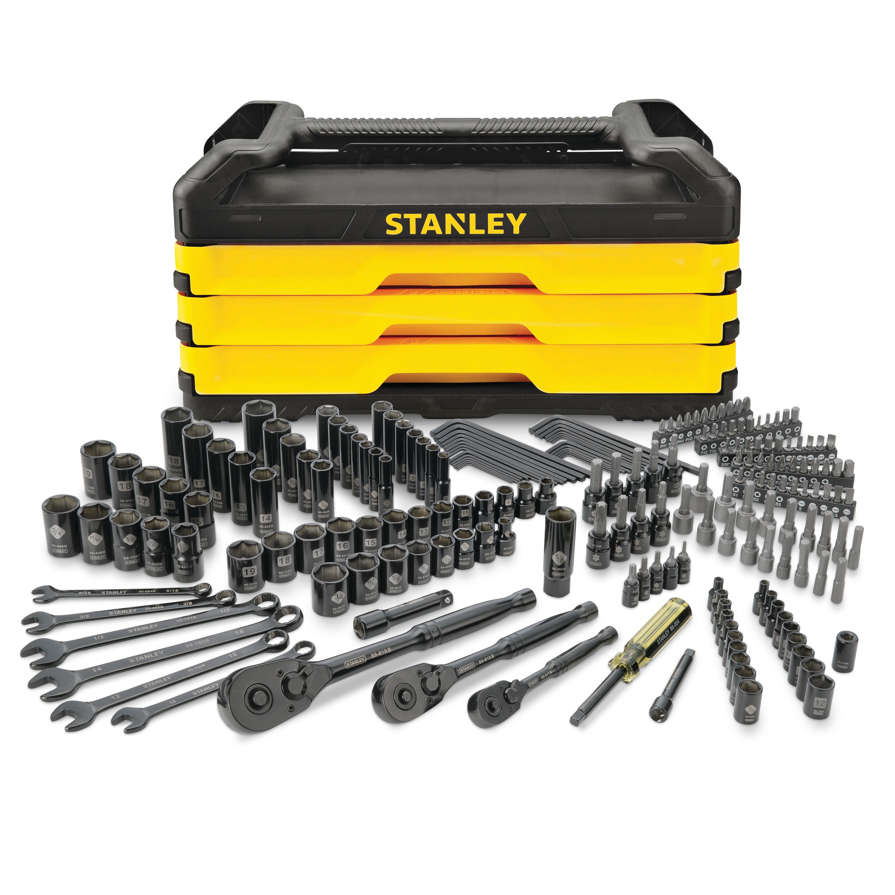 STANLEY Professional Grade Black Chrome NEW Mechanics Tool Set (Socket Set STANLEY Professional Grade Black Chrome NEW Mechanics Tool Set (Socket Set