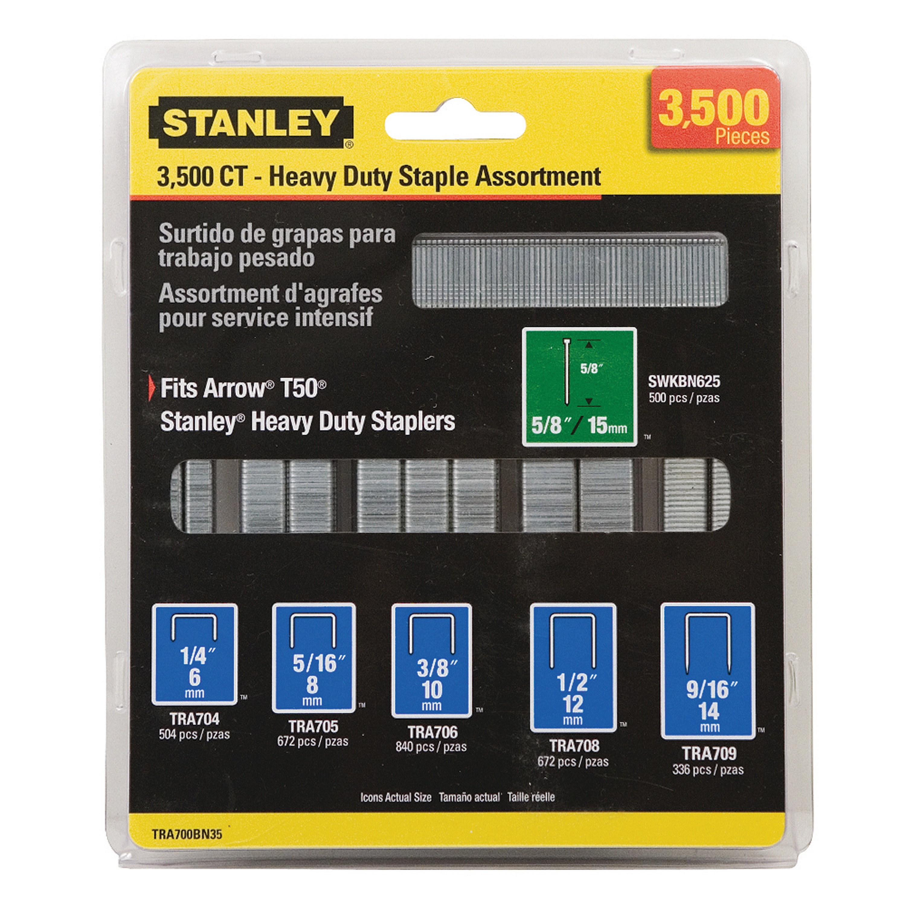 3,500 pc Heavy Duty Staple and Brand Assortments TRA700BN35 STANLEY