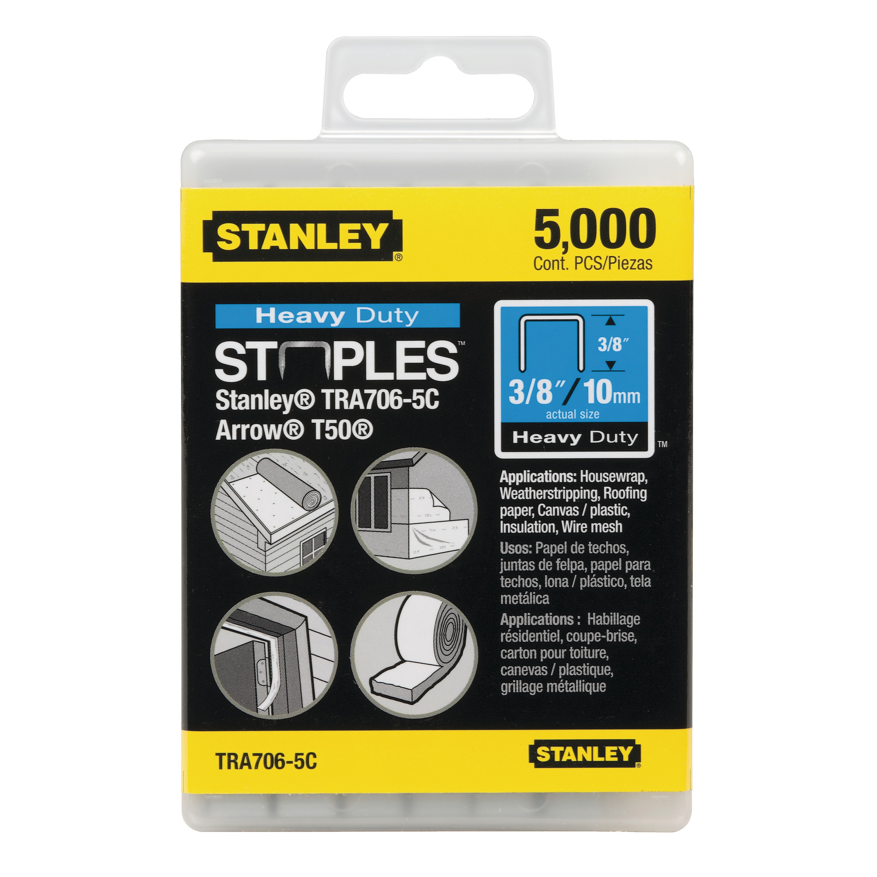 Stanley 1,000 Count 3/8" Heavy-Duty Staples TRA706T 