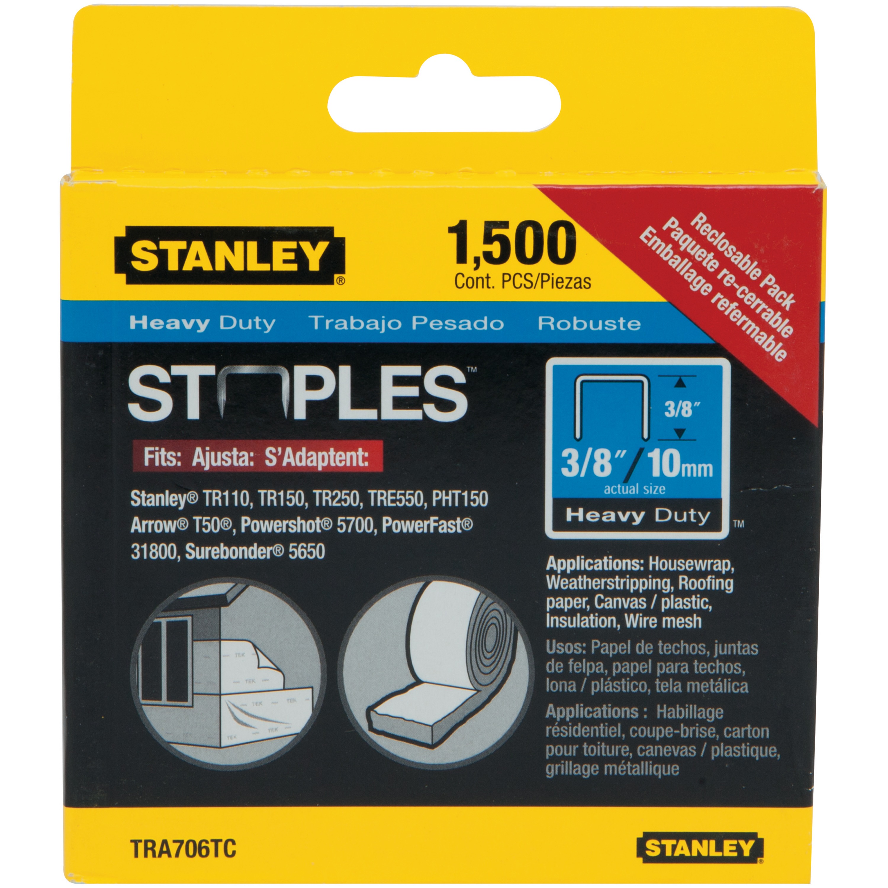 1,500 pc 3/8 in Heavy Duty Staples TRA706TCS STANLEY Tools
