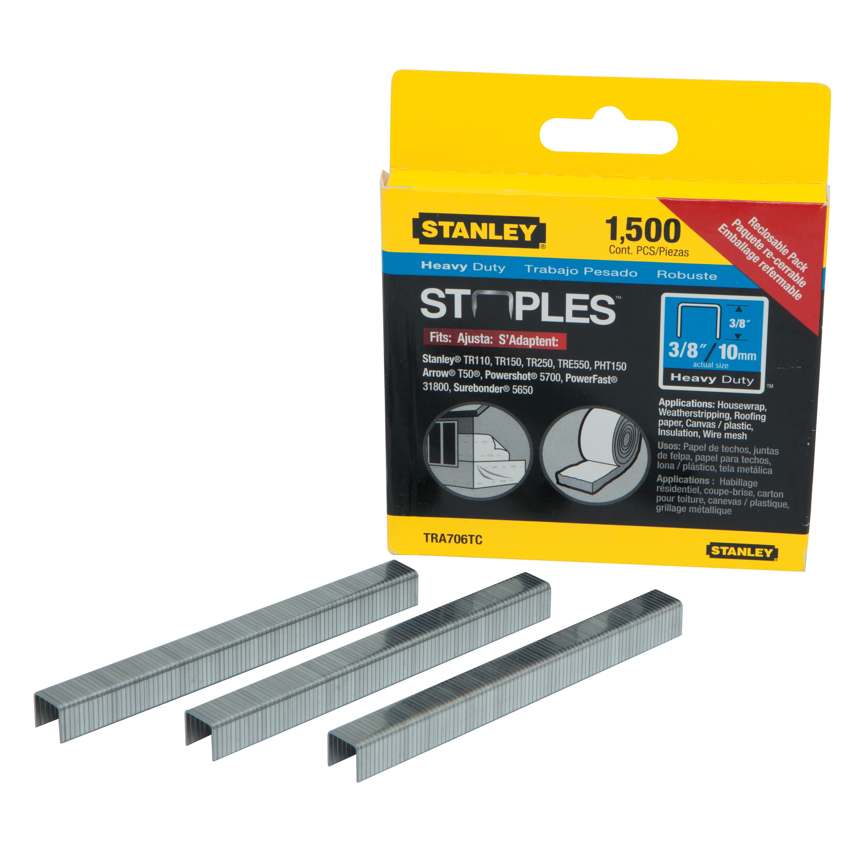 Stanley Tools - 1500 pc 38 in Heavy Duty Staples - TRA706TCS