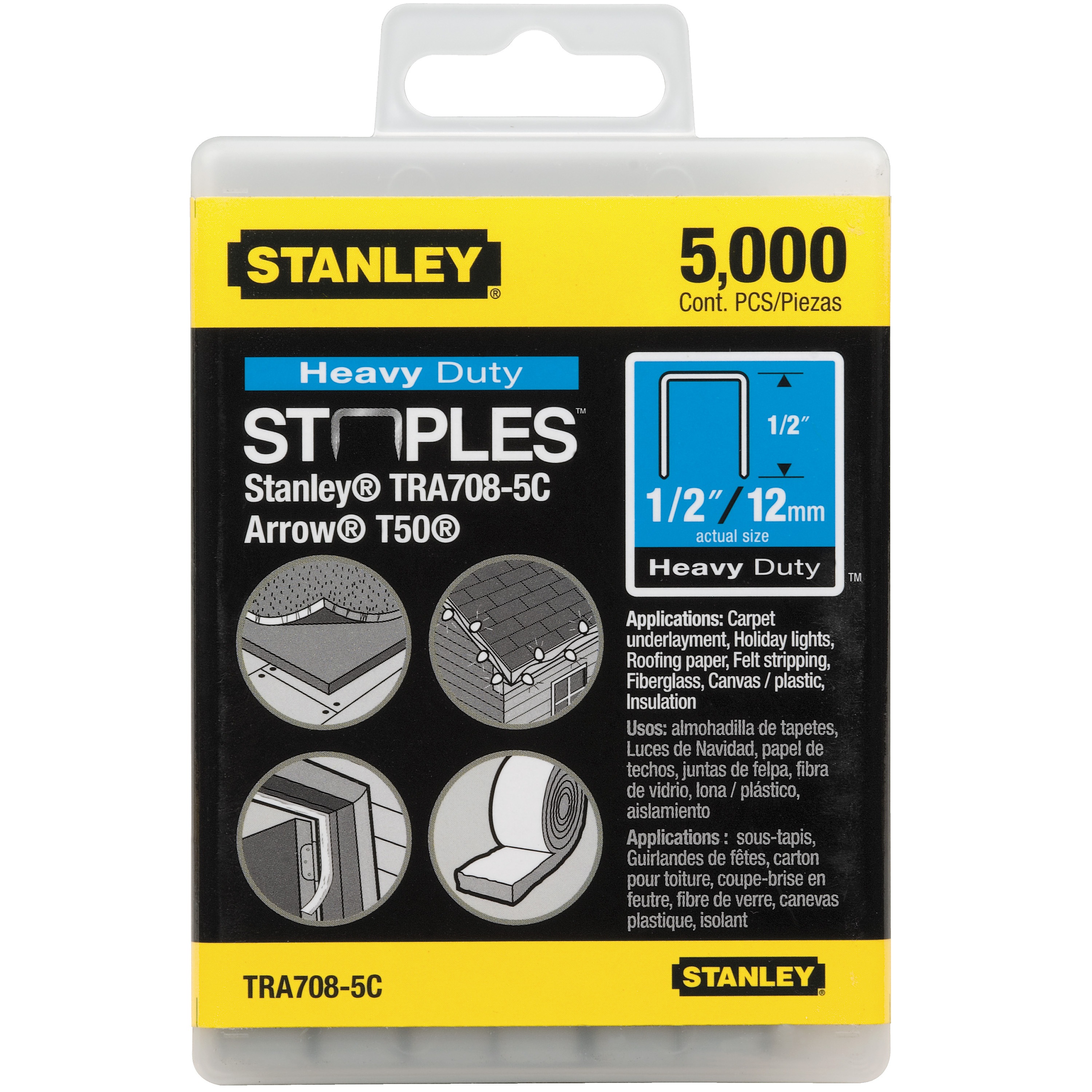 Stanley Tools - 5000 pc 12 in Heavy Duty Staples - TRA708-5C